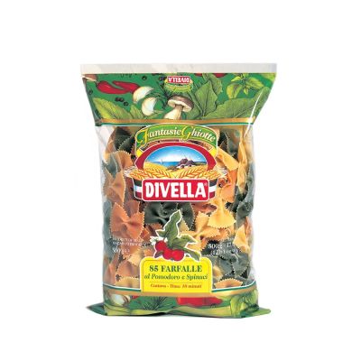 Makaronai kaspinėliai Farfalle su pomidorais ir špinatais, DIVELLA, 500 g
